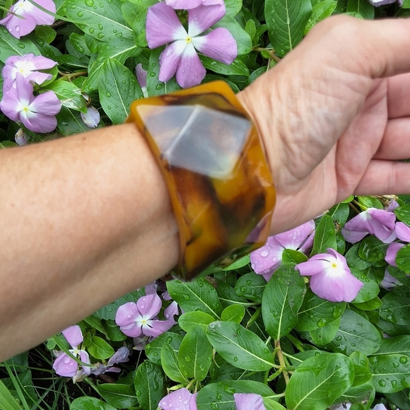 Vintage FALL‎ tones geometric stretch bracelet - Picture 10 of 14